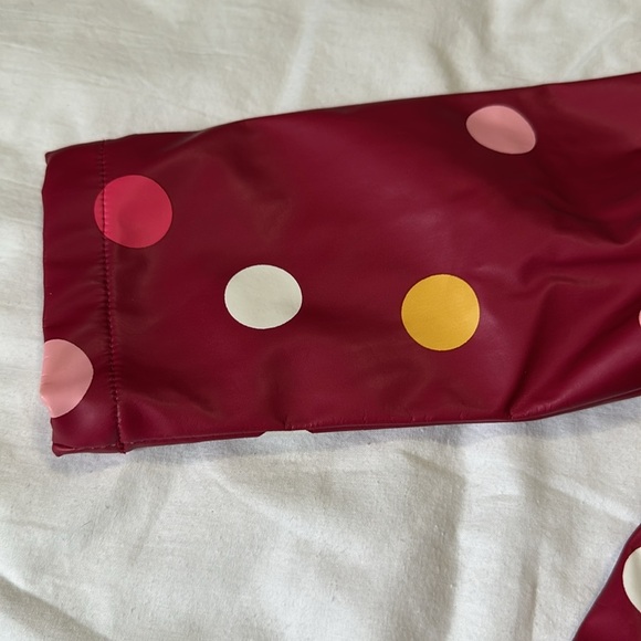 Little Me 24 Months Burgundy Rain Jacket with Multi-Colored Polka Dots - Picture 6 of 7